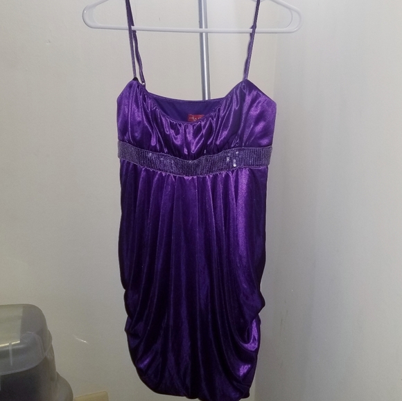 Ruby Rox Dresses & Skirts - RUBY ROX METALLIC PURPLE SPAGHETTI STRAP DRESS
